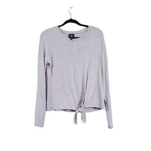 Bobeau Silver Front Tie Blouse Top Medium